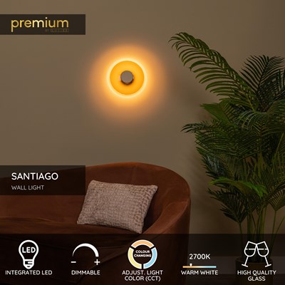 Lucide SANTIAGO - Wall light - Ø 23 cm - LED Dim. - CCT - 1x10W 2700K/4000K - Amber | Premium